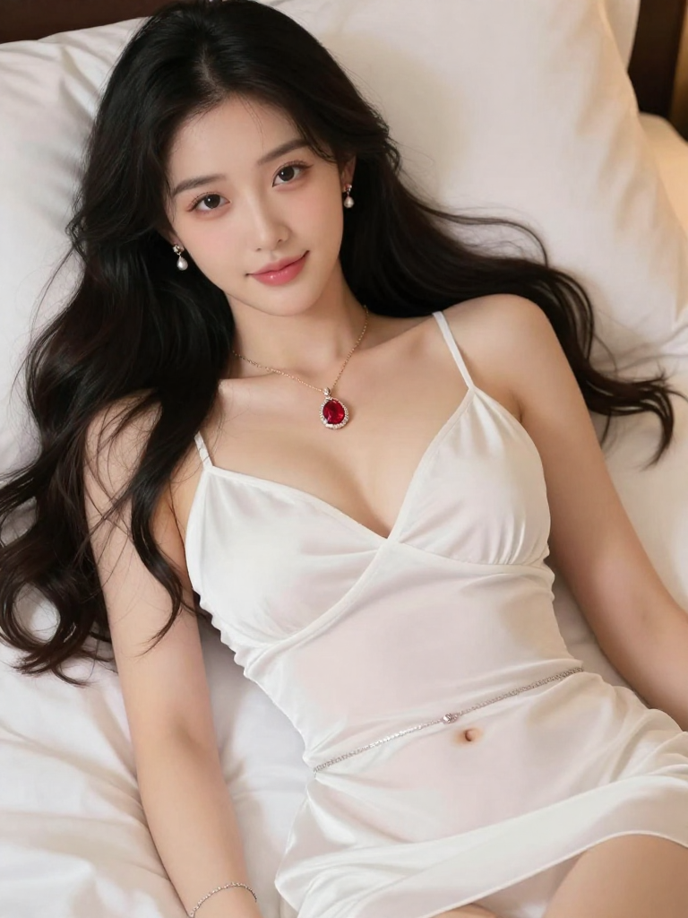 白裙+红宝石腰链全身